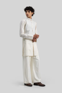 IVORY BAND-COLLAR KURTA