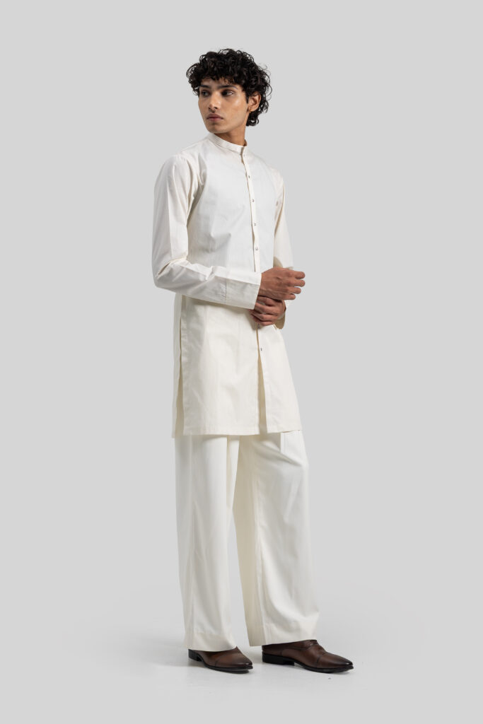 IVORY BAND-COLLAR KURTA