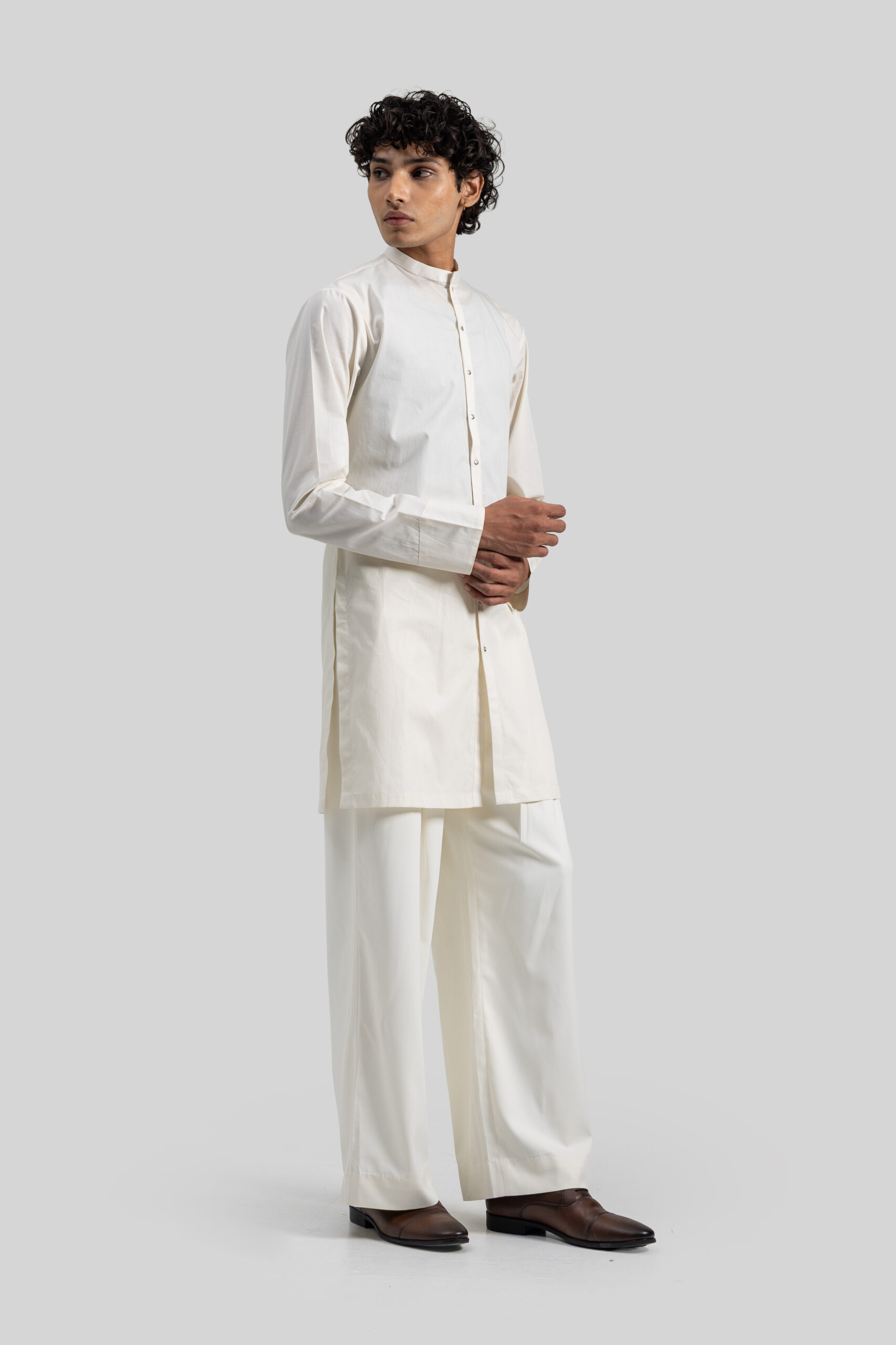 IVORY BAND-COLLAR KURTA