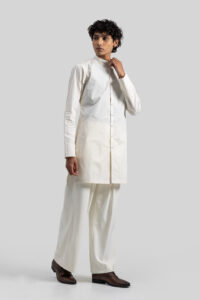 IVORY BAND-COLLAR KURTA