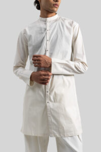 IVORY BAND-COLLAR KURTA